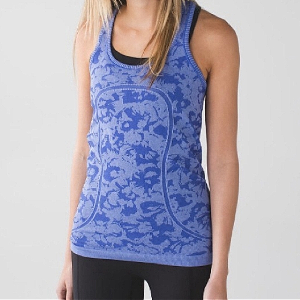 lululemon athletica Floral Blue Tank Top